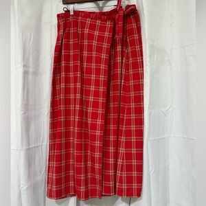 Liz Claiborne Red Plaid Women's Skirt size 16 or large cotton skirt midi/ maxi
